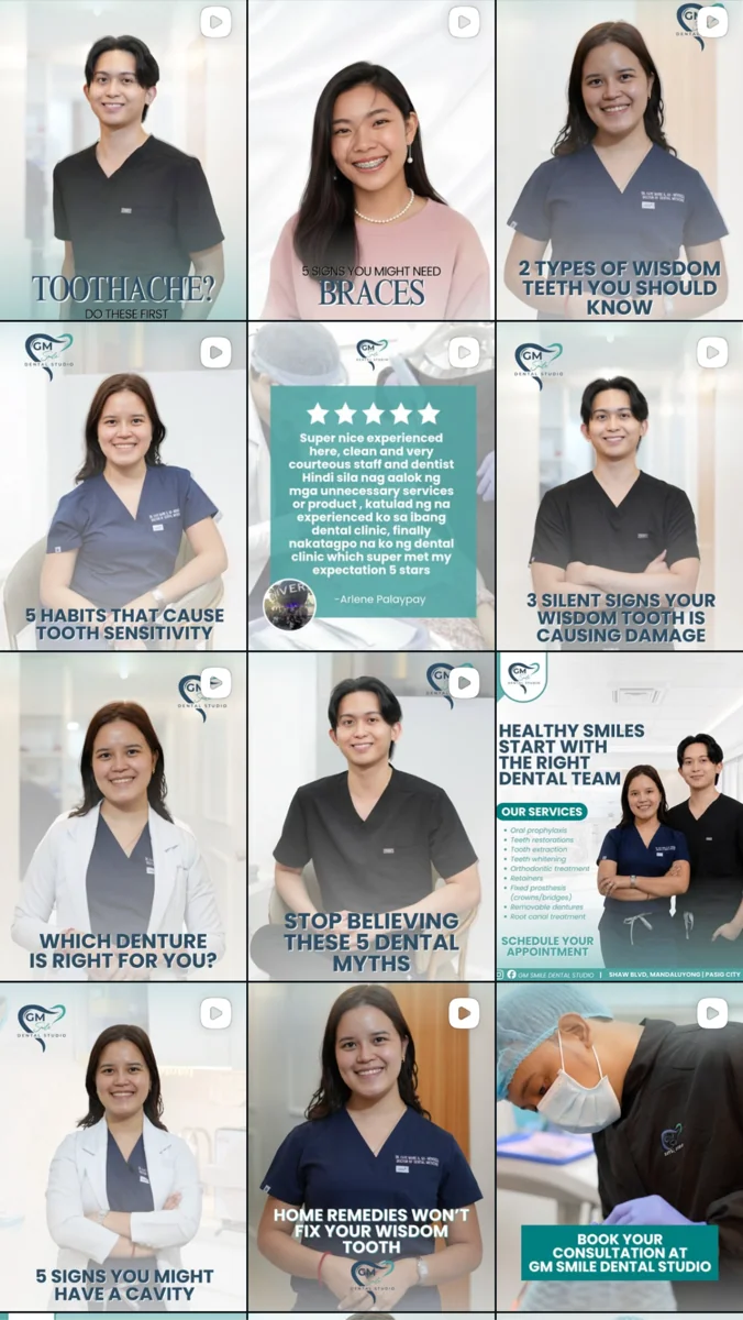 GM Smile Dental Studio social media grid