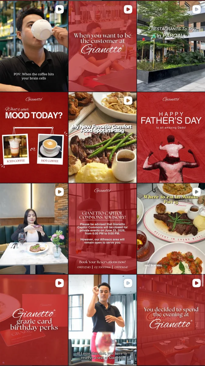 Gianetto social media grid