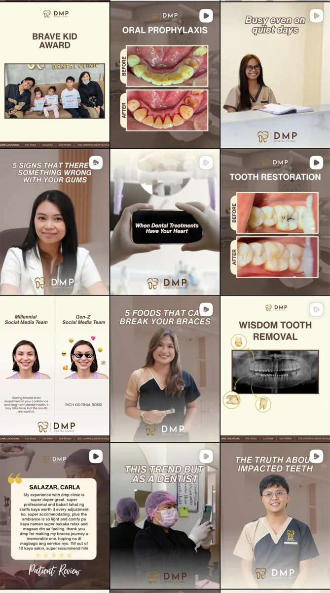 DMP Dental Clinic social media grid