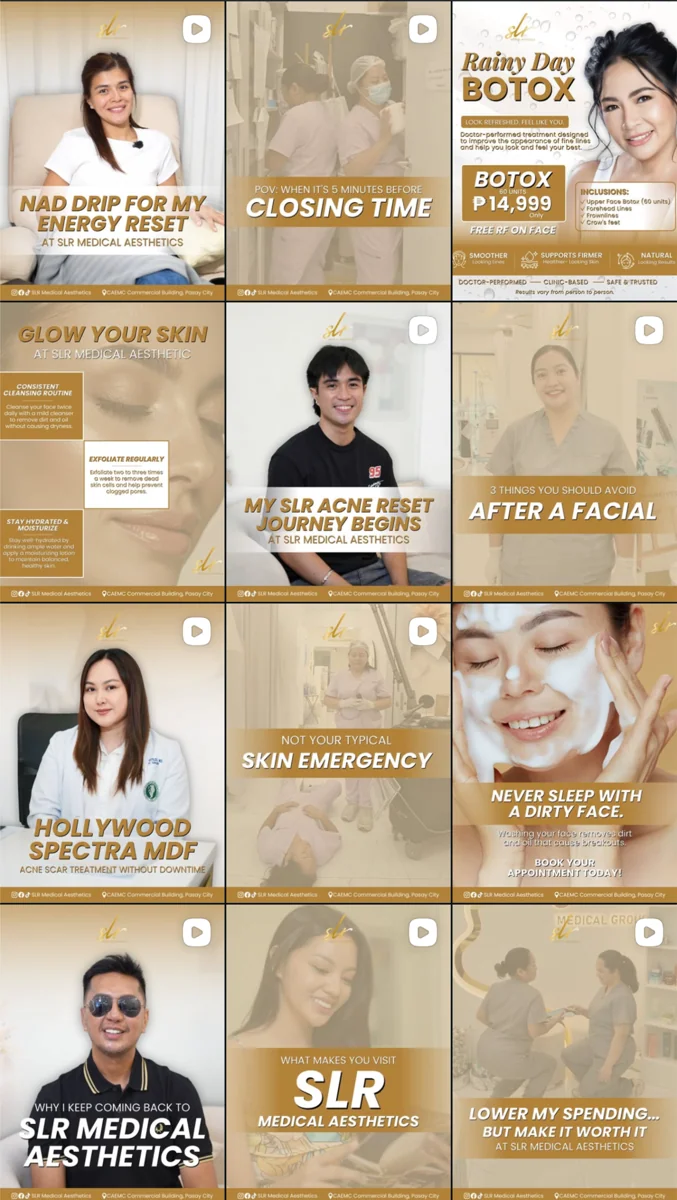 SLR Medical Aesthetics social media grid