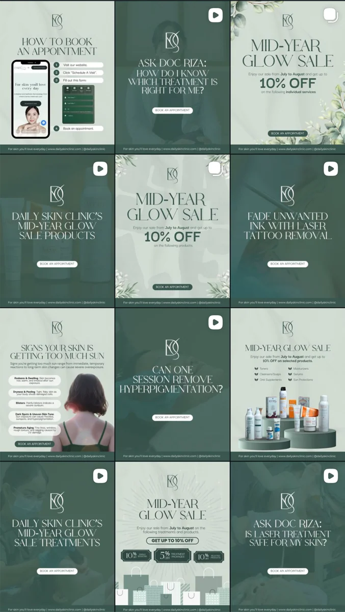 Daily Skin Clinic social media grid